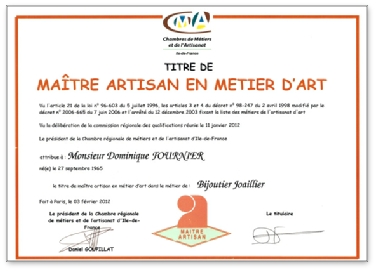 Formateur en bijouterie- joailllerie, maittre artisan.